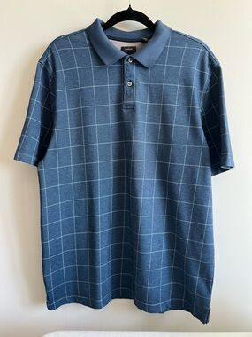 Men's Blue Windowpane Polo Shirt